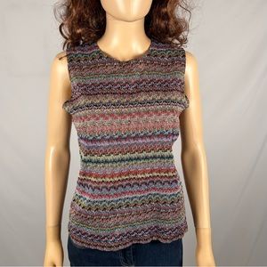 Vintage Units Sleeveless Multicolor Cropped Textured Blouse